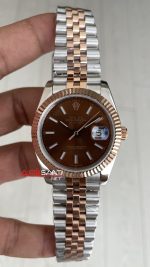 Rolex Datejust Chocolate 126331 Jubilee Kahverengi Kadran 41mm Two Tone Rose Replika Saat
