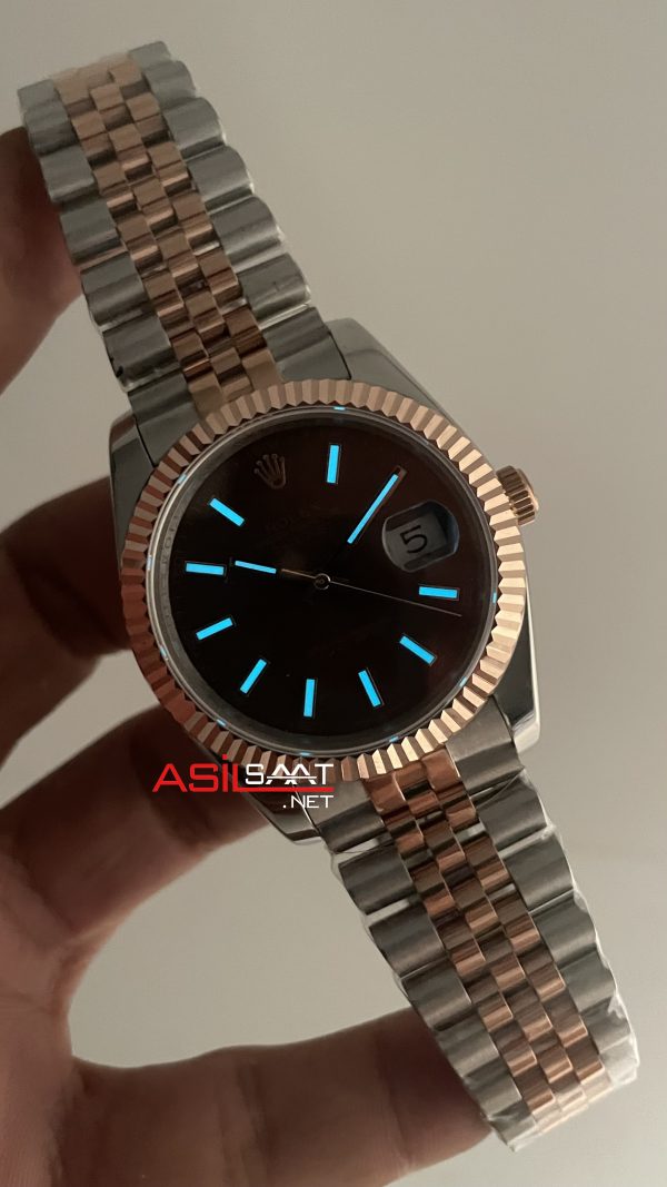 Rolex Datejust Chocolate 126331 Jubilee Kahverengi Kadran 41mm Two Tone Rose Replika Saat