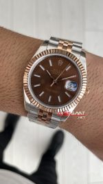 Rolex Datejust Chocolate 126331 Jubilee Kahverengi Kadran 41mm Two Tone Rose Replika Saat