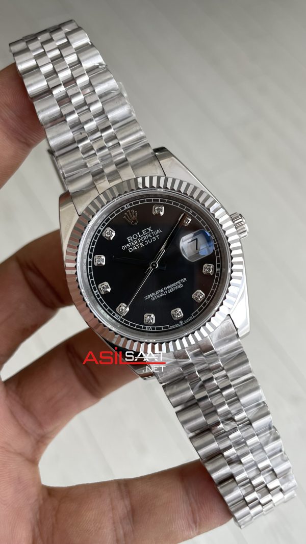 Rolex Datejust Gri Taşlı 126334 Rhodium Diamond Jubilee 41mm Replika Saat