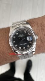 Rolex Datejust Gri Taşlı 126334 Rhodium Diamond Jubilee 41mm Replika Saat