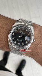 Rolex Datejust Gri Taşlı 126334 Rhodium Diamond Jubilee 41mm Replika Saat