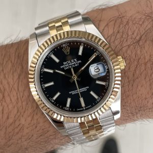 Rolex Datejust Siyah 126333 Jubilee Two Tone Gold 41mm Replika Saat