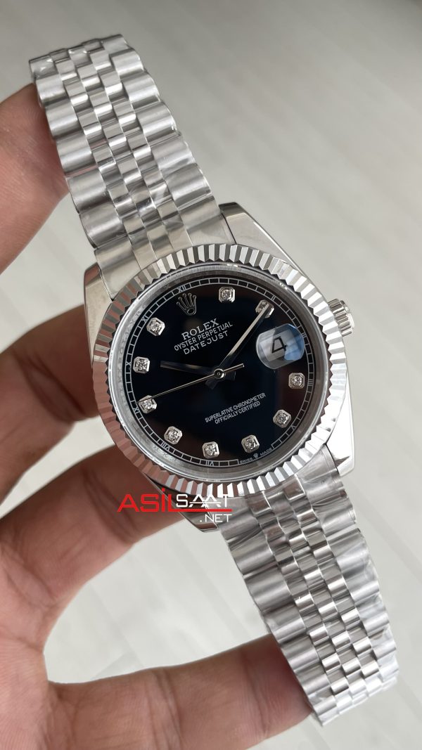 Rolex Datejust Siyah Taşlı 126334 Black Diamond Jubilee 41mm Replika Saat