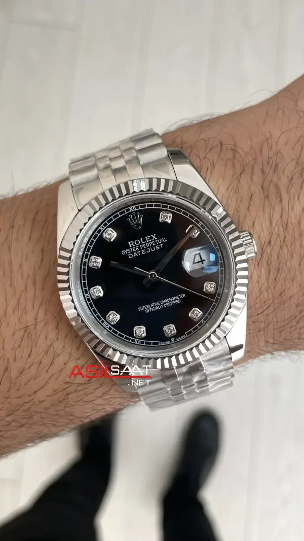 Rolex Datejust Siyah Taşlı 126334 Black Diamond Jubilee 41mm Replika Saat