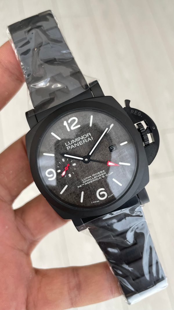 Panerai Luminor Luna Rossa PAM01036 Gri Kadran PVD Black 44mm Replika Saat Panerai Luminor Luna Rossa PAM01036 Gri Kadran PVD Black 44mm Replika Saat