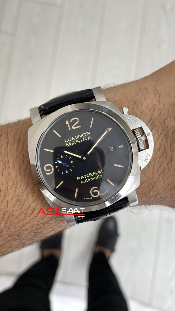 Panerai Luminor Marina PAM01312 Siyah Kadran 44mm Silver Replika Saat