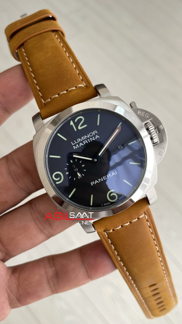 Panerai Luminor Marina PAM01312 Siyah Kadran Kahverengi Silver 44mm Replika Saat
