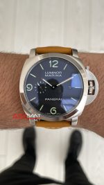 Panerai Luminor Marina PAM01312 Siyah Kadran Kahverengi Silver 44mm Replika Saat