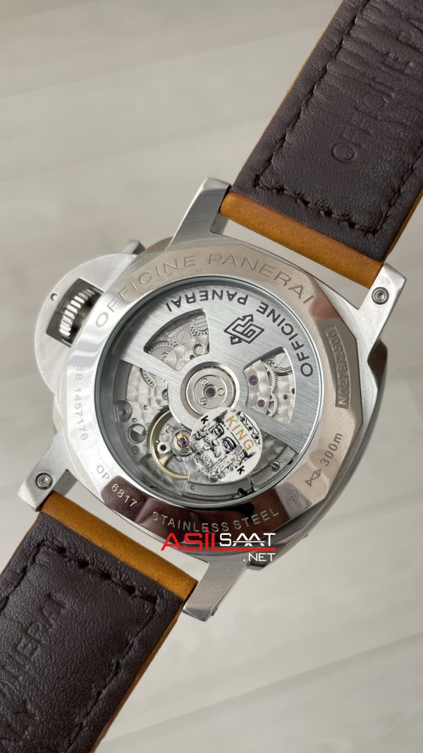 Panerai Luminor Marina PAM01312 Siyah Kadran Kahverengi Silver 44mm Replika Saat