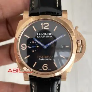 Panerai Luminor Marina Siyah Kadran PAM00393 Rose 44mm Replika Saat