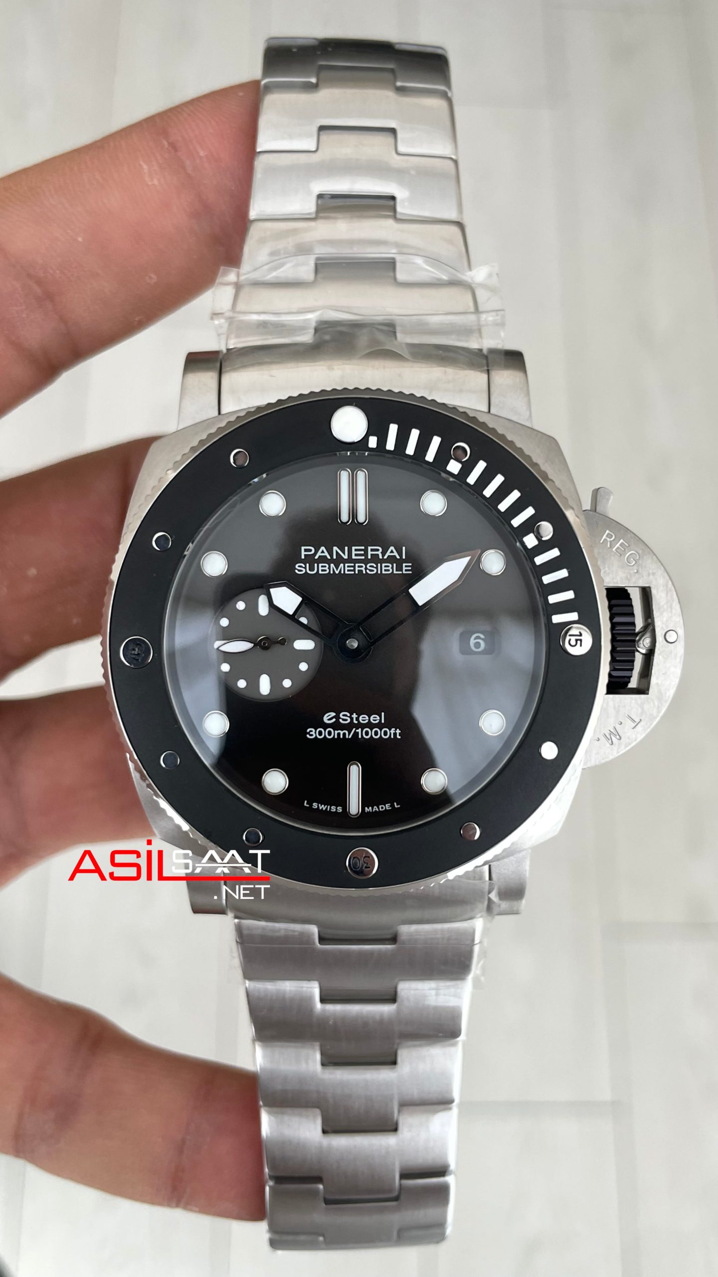 Panerai Submersible Grigio Roccia PAM01288 QuarantaQuattro eSteel 47mm Siyah Replika Saat Panerai Submersible Grigio Roccia PAM01288 QuarantaQuattro eSteel 47mm Siyah Replika Saat