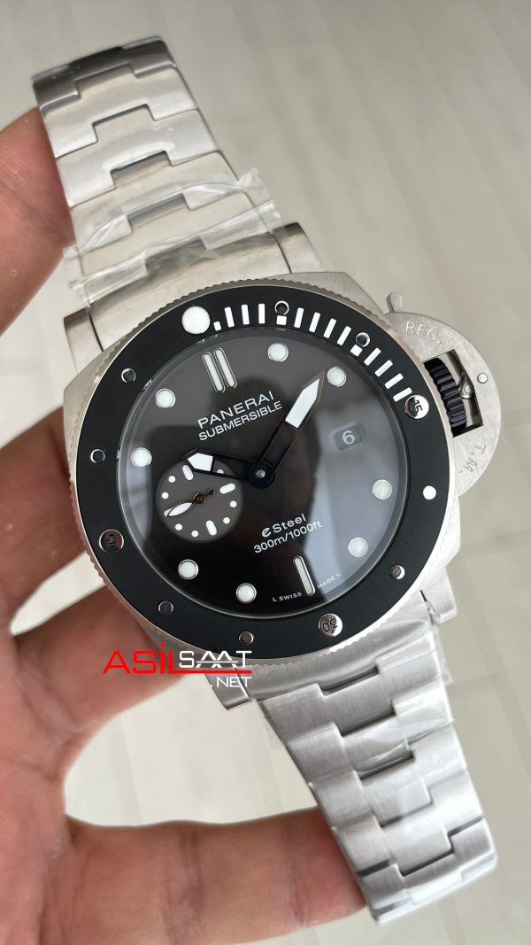Panerai Submersible Grigio Roccia PAM01288 QuarantaQuattro eSteel 47mm Siyah Replika Saat Panerai Submersible Grigio Roccia PAM01288 QuarantaQuattro eSteel 47mm Siyah Replika Saat