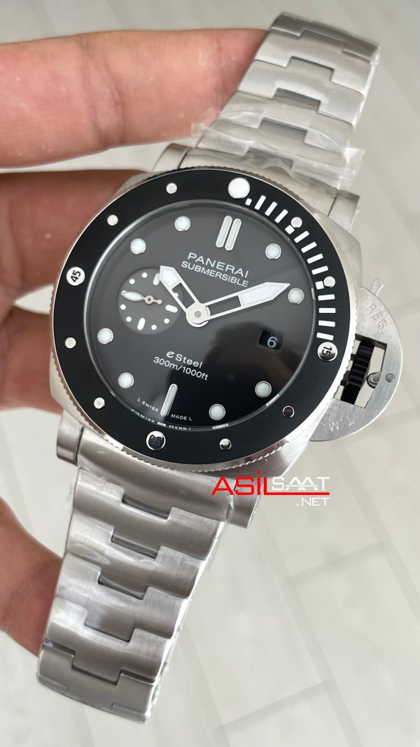 Panerai Submersible Grigio Roccia PAM01288 QuarantaQuattro eSteel 47mm Siyah Replika Saat Panerai Submersible Grigio Roccia PAM01288 QuarantaQuattro eSteel 47mm Siyah Replika Saat