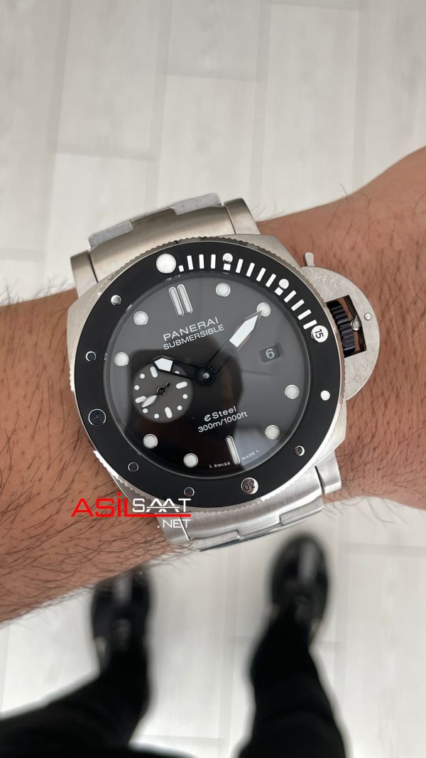 Panerai Submersible Grigio Roccia PAM01288 QuarantaQuattro eSteel 47mm Siyah Replika Saat Panerai Submersible Grigio Roccia PAM01288 QuarantaQuattro eSteel 47mm Siyah Replika Saat