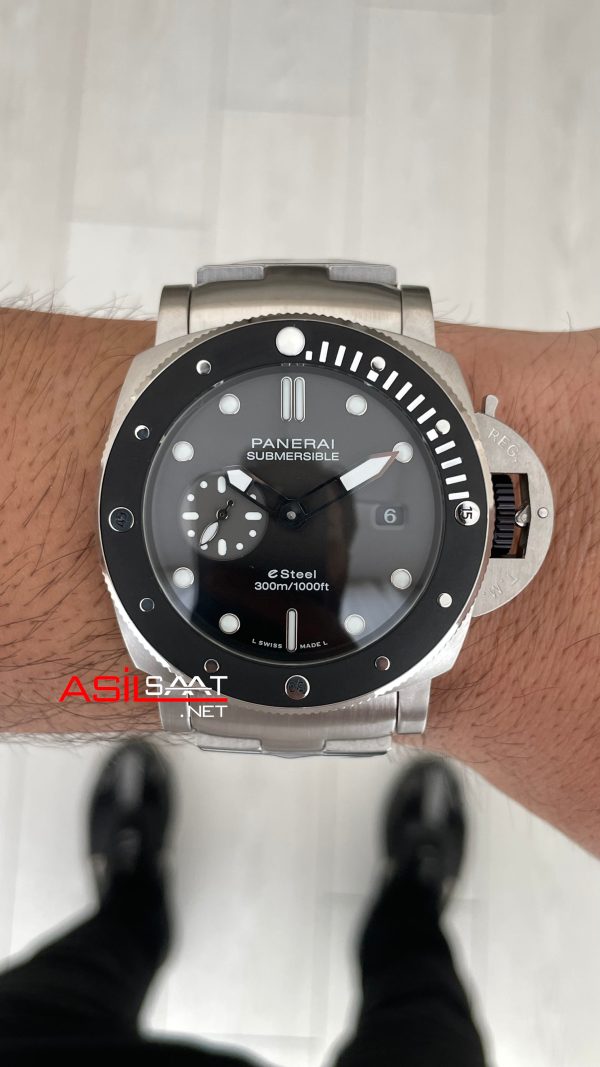 Panerai Submersible Grigio Roccia PAM01288 QuarantaQuattro eSteel 47mm Siyah Replika Saat Panerai Submersible Grigio Roccia PAM01288 QuarantaQuattro eSteel 47mm Siyah Replika Saat