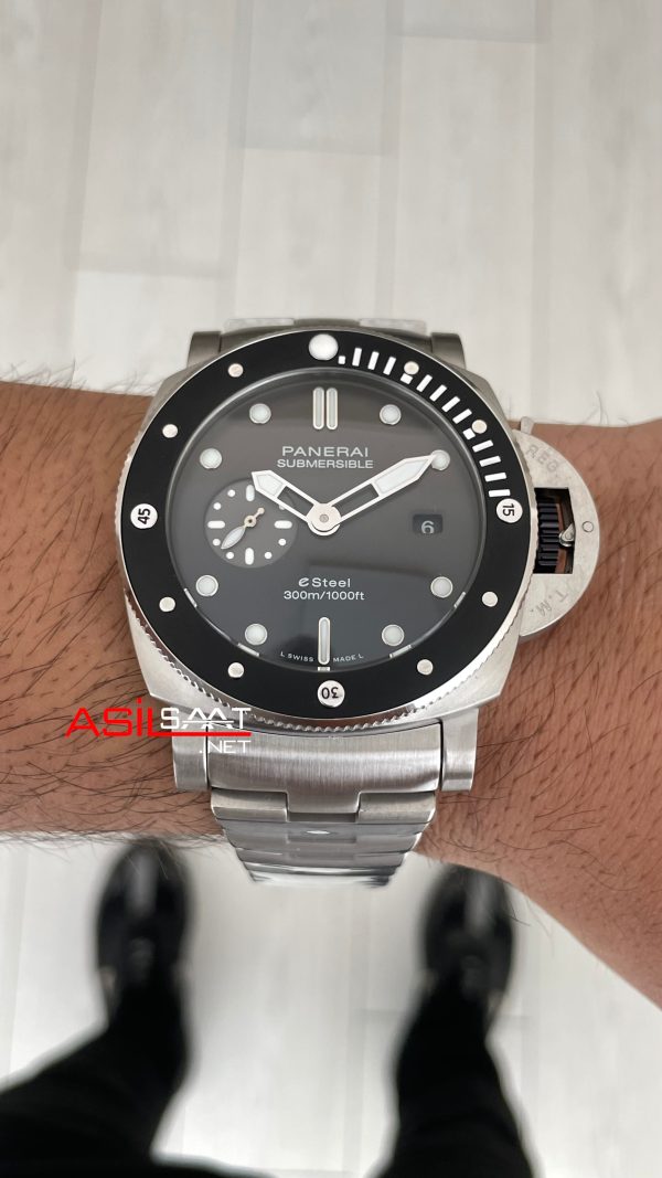 Panerai Submersible Grigio Roccia PAM01288 QuarantaQuattro eSteel 47mm Siyah Replika Saat Panerai Submersible Grigio Roccia PAM01288 QuarantaQuattro eSteel 47mm Siyah Replika Saat