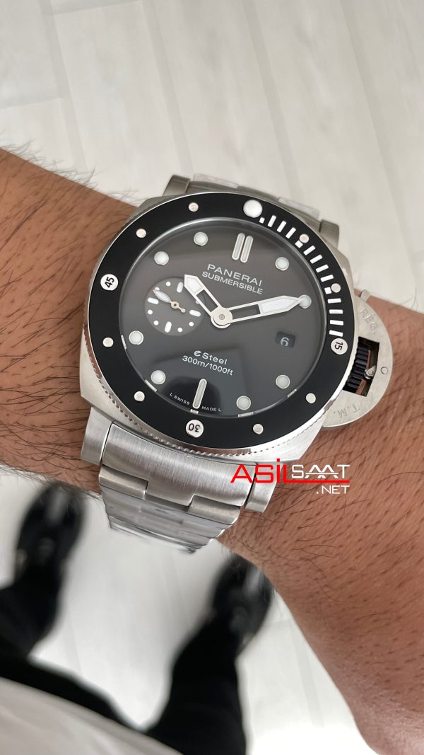 Panerai Submersible Grigio Roccia PAM01288 QuarantaQuattro eSteel 47mm Siyah Replika Saat Panerai Submersible Grigio Roccia PAM01288 QuarantaQuattro eSteel 47mm Siyah Replika Saat
