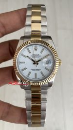 Rolex Datejust Beyaz Kadran 126333 Oyster Two Tone Gold 41mm Replika Saat
