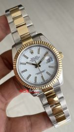 Rolex Datejust Beyaz Kadran 126333 Oyster Two Tone Gold 41mm Replika Saat