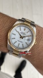 Rolex Datejust Beyaz Kadran 126333 Oyster Two Tone Gold 41mm Replika Saat