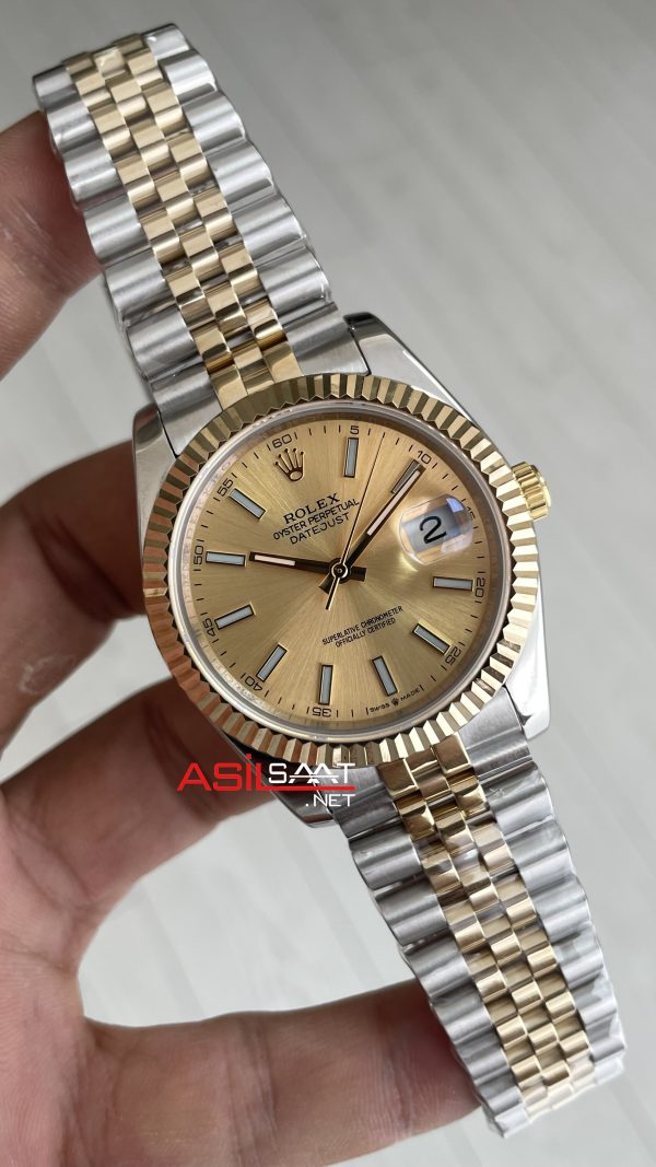 Rolex Datejust Champagne 126333 Jubilee Two Tone Gold Şampanya Kadran 41mm Replika Saat