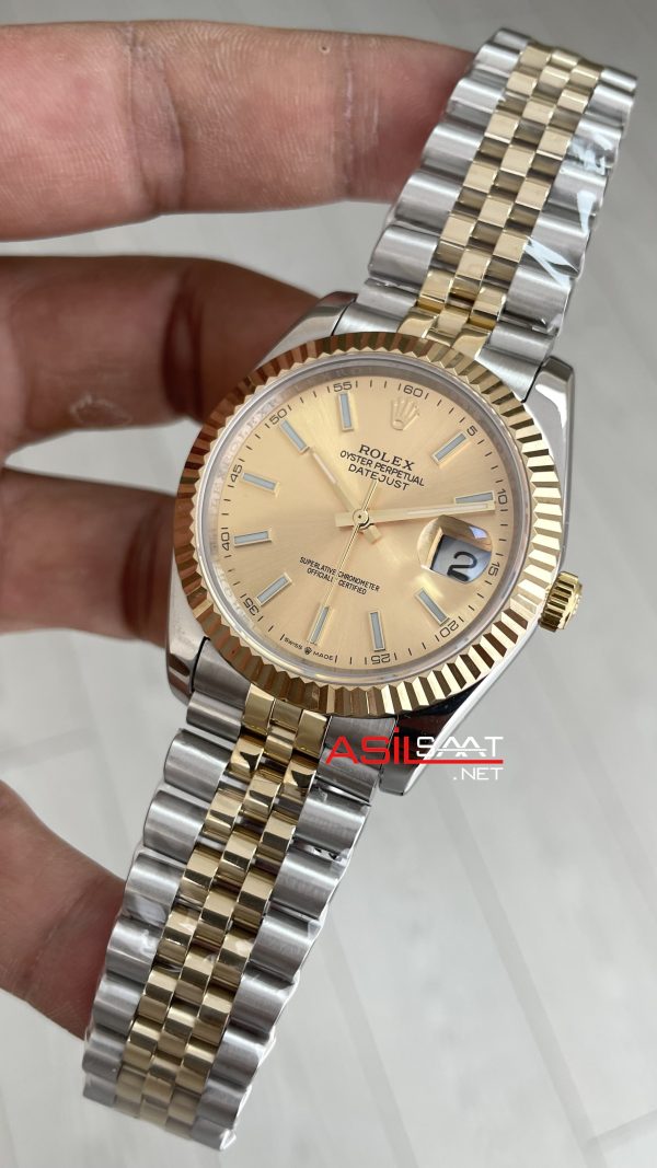 Rolex Datejust Champagne 126333 Jubilee Two Tone Gold Şampanya Kadran 41mm Replika Saat