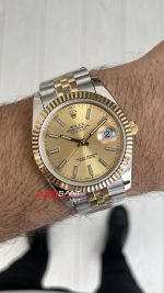 Rolex Datejust Champagne 126333 Jubilee Two Tone Gold Şampanya Kadran 41mm Replika Saat