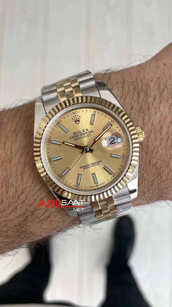Rolex Datejust Champagne 126333 Jubilee Two Tone Gold Şampanya Kadran 41mm Replika Saat