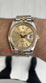 Rolex Datejust Champagne 126333 Jubilee Two Tone Gold Şampanya Kadran 41mm Replika Saat