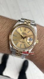 Rolex Datejust Champagne 126333 Jubilee Two Tone Gold Şampanya Kadran 41mm Replika Saat
