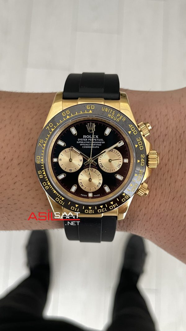 Rolex Daytona Paul Newman 116518LN Gold Oysterflex 40mm Replika Saat