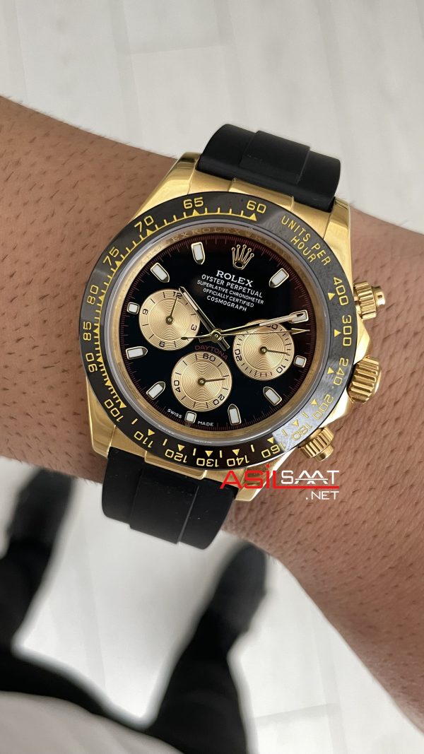 Rolex Daytona Paul Newman 116518LN Gold Oysterflex 40mm Replika Saat