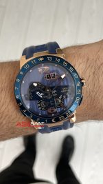 Ulysse Nardin El Toro GMT Perpetual Calendar Executive Mavi Kadran 43mm Rose Replika Saat