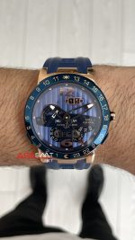 Ulysse Nardin El Toro GMT Perpetual Calendar Executive Mavi Kadran 43mm Rose Replika Saat