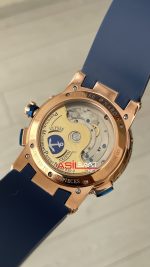 Ulysse Nardin El Toro GMT Perpetual Calendar Executive Mavi Kadran 43mm Rose Replika Saat