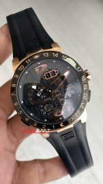 Ulysse Nardin El Toro GMT Perpetual Calendar Executive Siyah Kadran 43mm Rose Replika Saat