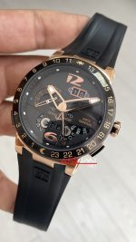 Ulysse Nardin El Toro GMT Perpetual Calendar Executive Siyah Kadran 43mm Rose Replika Saat