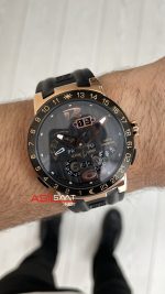 Ulysse Nardin El Toro GMT Perpetual Calendar Executive Siyah Kadran 43mm Rose Replika Saat