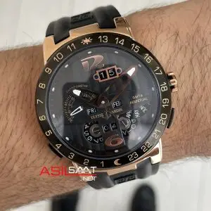 Ulysse Nardin El Toro GMT Perpetual Calendar Executive Siyah Kadran 43mm Rose Replika Saat