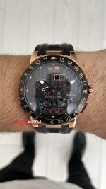 Ulysse Nardin El Toro GMT Perpetual Calendar Executive Siyah Kadran 43mm Rose Replika Saat