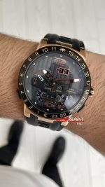 Ulysse Nardin El Toro GMT Perpetual Calendar Executive Siyah Kadran 43mm Rose Replika Saat