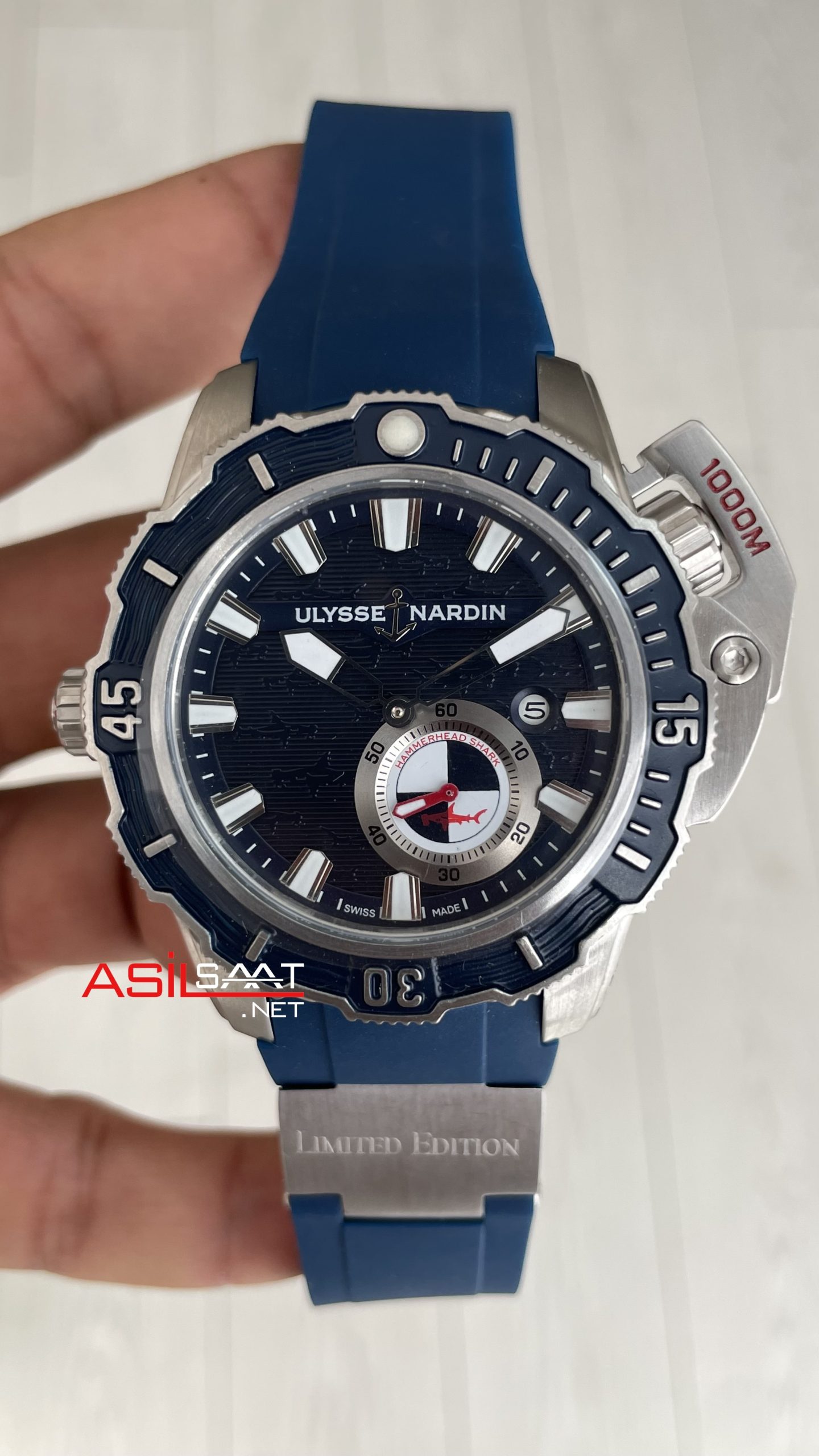 Ulysse Nardin Hammerhead Shark Diver Deep Dive Mavi Kadran 46mm Silver Blue Replika Saat Ulysse Nardin Hammerhead Shark Diver Deep Dive Mavi Kadran 46mm Silver Blue Replika Saat
