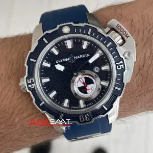 Ulysse Nardin Hammerhead Shark Diver Deep Dive Mavi Kadran 46mm Silver Blue Replika Saat
