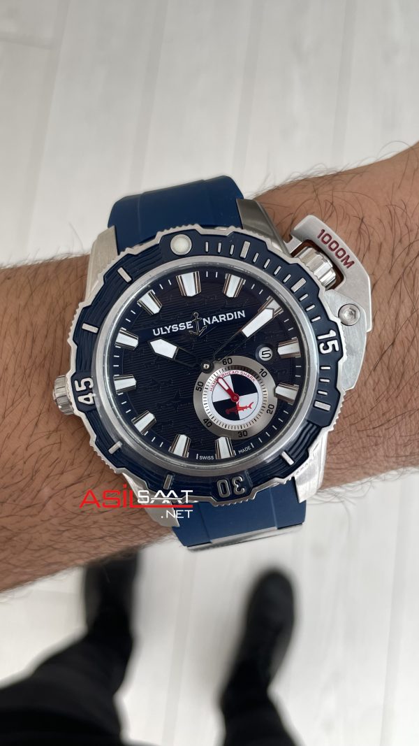 Ulysse Nardin Hammerhead Shark Diver Deep Dive Mavi Kadran 46mm Silver Blue Replika Saat Ulysse Nardin Hammerhead Shark Diver Deep Dive Mavi Kadran 46mm Silver Blue Replika Saat