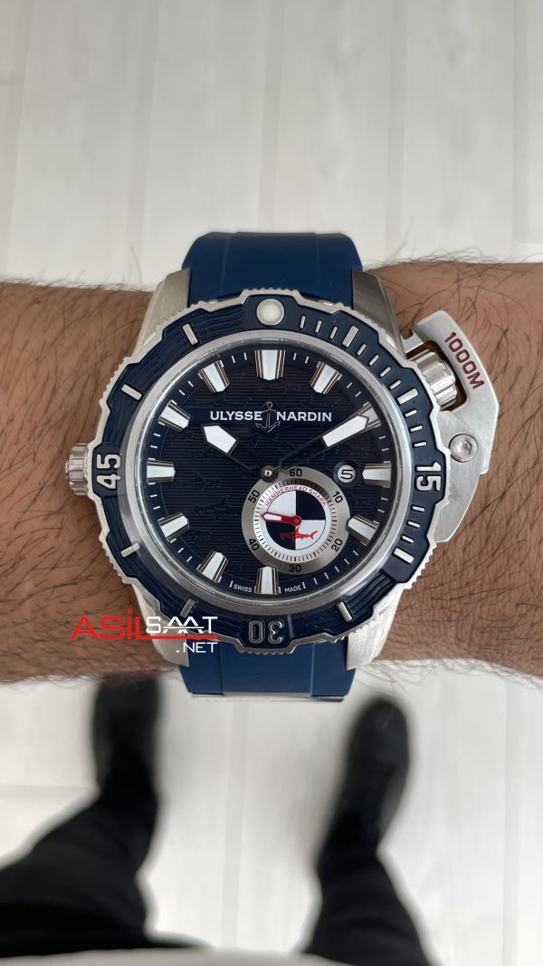 Ulysse Nardin Hammerhead Shark Diver Deep Dive Mavi Kadran 46mm Silver Blue Replika Saat Ulysse Nardin Hammerhead Shark Diver Deep Dive Mavi Kadran 46mm Silver Blue Replika Saat