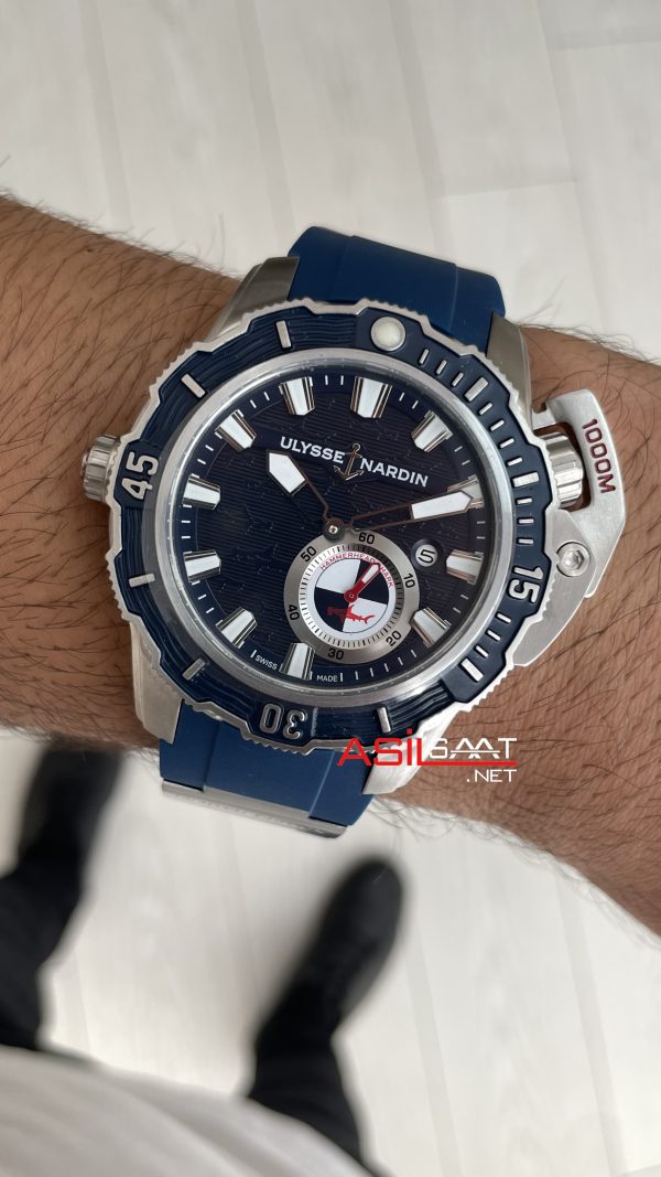 Ulysse Nardin Hammerhead Shark Diver Deep Dive Mavi Kadran 46mm Silver Blue Replika Saat Ulysse Nardin Hammerhead Shark Diver Deep Dive Mavi Kadran 46mm Silver Blue Replika Saat