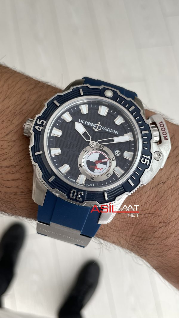 Ulysse Nardin Hammerhead Shark Diver Deep Dive Mavi Kadran 46mm Silver Blue Replika Saat Ulysse Nardin Hammerhead Shark Diver Deep Dive Mavi Kadran 46mm Silver Blue Replika Saat
