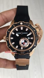 Ulysse Nardin Hammerhead Shark Diver Deep Dive Siyah Kadran 46mm Rose Black Replika Saat
