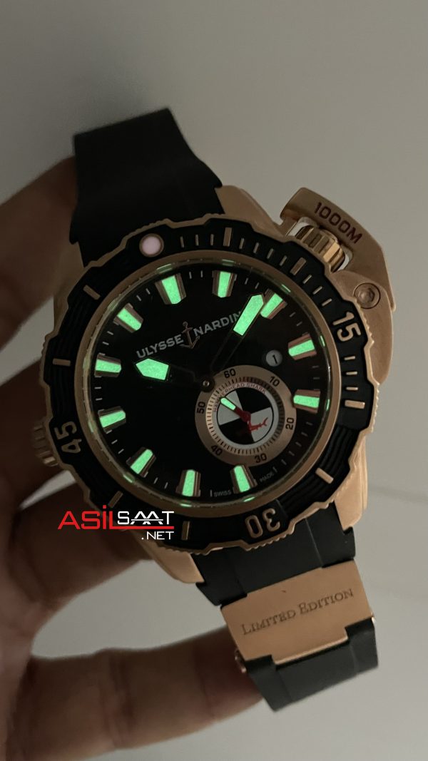 Ulysse Nardin Hammerhead Shark Diver Deep Dive Siyah Kadran 46mm Rose Black Replika Saat
